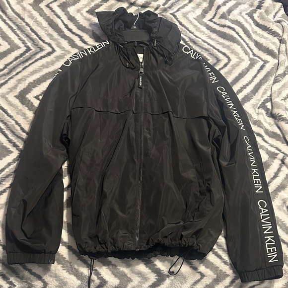 Calvin Klein Other - Calvin Klein Black Logo-Trim Hooded Windbreaker
